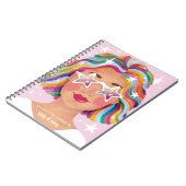 Carnet Femme Fille Arc-en-Ciel Personnalisée Illustrée Mi (Côté gauche)