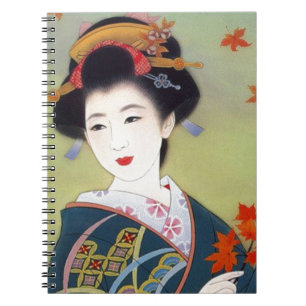Carnet Femme japonaise dans le kimono bleu