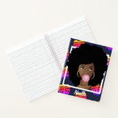 Carnet Femme noire, Bubblegum, Tropical Feuille Navy Blue (Intérieur)