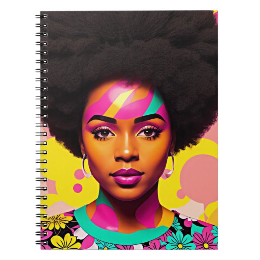 Carnet Femme noire colorée Afro Pop Art (Devant)