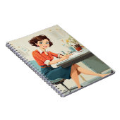 Carnet Femme rétro au bureau (Côté Droit)