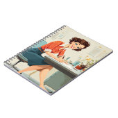 Carnet Femme rétro au bureau (Côté gauche)