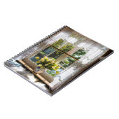 Carnet Fenêtre avec rideau de dentelle et tulipe (Côté gauche)