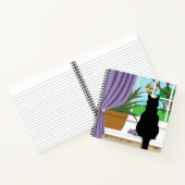 Carnet Fenêtre Chat noir regardant dehors (Intérieur)