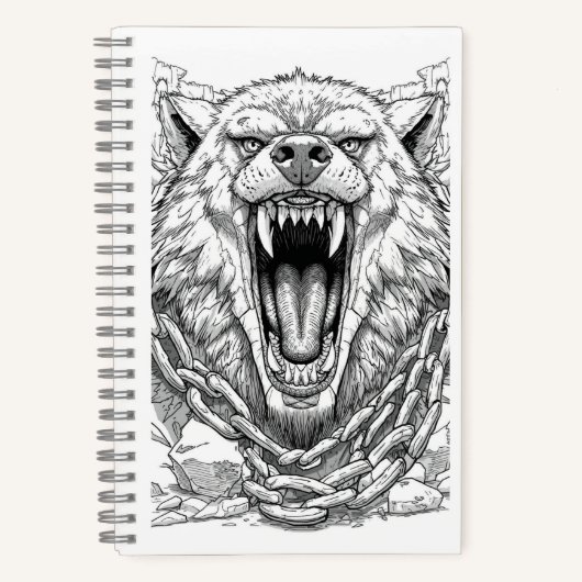 Carnet Fenrir Bound Wolf Norse Mythology Sketch Art Noteb (Recto)