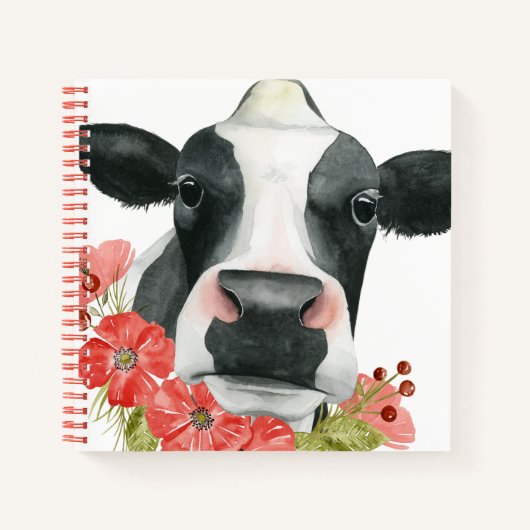 Carnet Ferme à pavot - Vache aux fleurs (Devant)