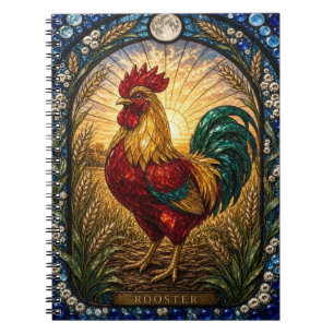 Carnet Ferme de coq / poulet à l'aube Illumina vitrail G