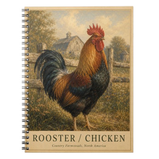 Carnet Ferme de poulet Coq VINTAGE (Devant)