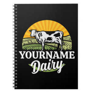 Carnet Ferme laitière Sunset ADD NOM Vache Holstein au pâ