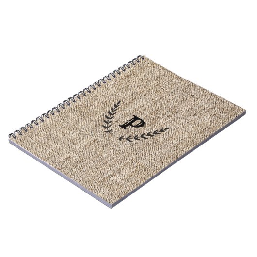 Carnet Ferme rustique Burlap & Black Botanical Laurel (Côté gauche)
