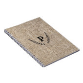 Carnet Ferme Rustique Burlap & Noir Botanique Laurier (Côté Droit)