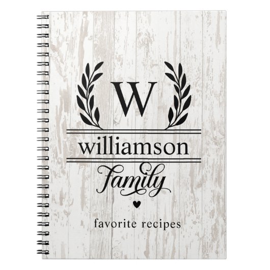 Carnet Ferme Style Laurel Monogramme Nom de famille Recet (Devant)