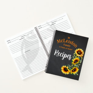 Carnet Ferme Tournesol Noir Chalkboard Spiral Recette