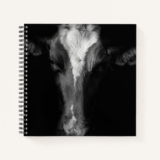Carnet Fermes | Tête de vache B&W (Devant)
