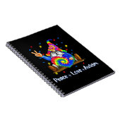 Carnet Fermeture à chaînePaix Aimer Autisme Gnome Autisme (Côté Droit)