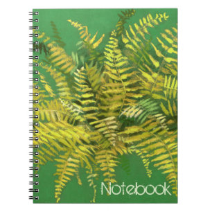 Carnet Ferne, florale, personnalisable, verdure, bleu & v