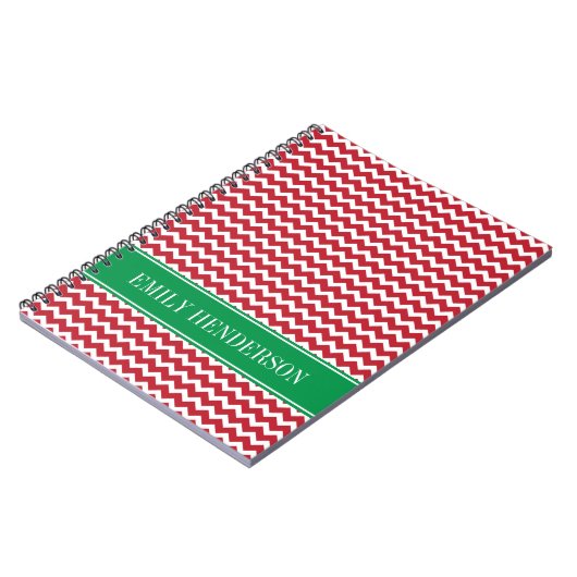 Carnet Fête Chevron Rouge personnalisée Noël (Côté gauche)