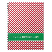 Carnet Fête Chevron Rouge personnalisée Noël (Devant)