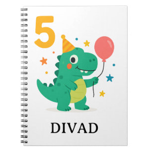 Carnet Fête d'anniversaire 5 ans de dinosaure mignon