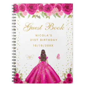 Carnet Fête d'anniversaire de princesse aux cheveux bruns