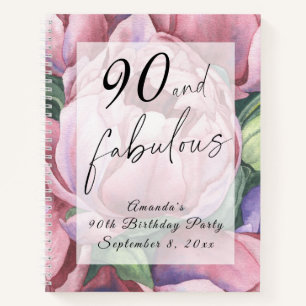 Carnet Fête d'anniversaire florale vintage pour les 90 an
