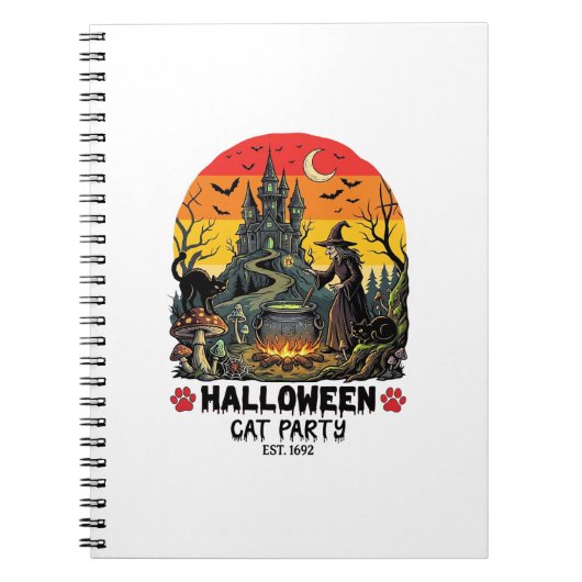 Carnet Fête de chat d'Halloween Sorcière Chaudron Chats n (Devant)