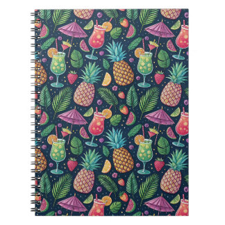Carnet Fête de Cocktail Tropical & Motif de Fruits d'Été