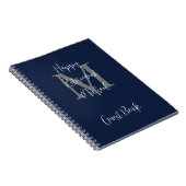 Carnet Fête de la retraite Monogramme bleu gris blanc inv (Côté Droit)