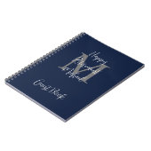 Carnet Fête de la retraite Monogramme bleu gris blanc inv (Côté gauche)