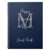 Carnet Fête de la retraite Monogramme bleu gris blanc inv (Devant)