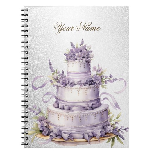 Carnet Fête de mariage Cake Lavender Floral Élégant (Devant)
