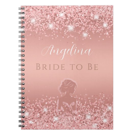 Carnet Fête de Mariage Élégante Rose Gold Luxe Pailletée (Devant)