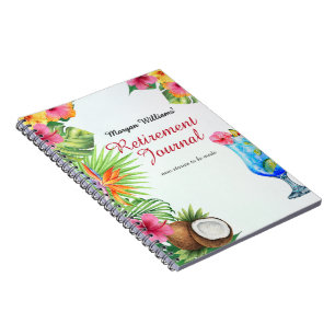Carnet Fête de retraite tropicale d'été avec dîner et coc