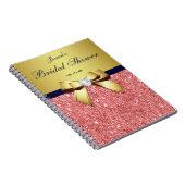 Carnet Fête des mariées Bow Guestbook Gold Coral Sequins (Côté Droit)