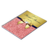 Carnet Fête des mariées Bow Guestbook Gold Coral Sequins (Côté gauche)