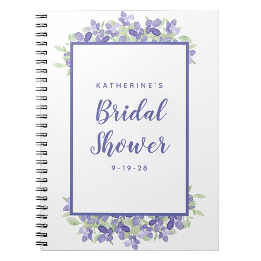 Carnet Fête des mariées Mariage Périwinkle aquarelle Flor (Devant)