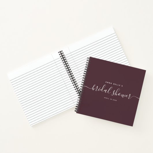 Carnet Fête des mariées moderne Dark Red Chic Script invi (Intérieur)