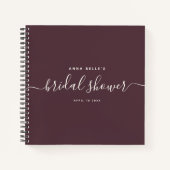 Carnet Fête des mariées moderne Dark Red Chic Script invi (Devant)