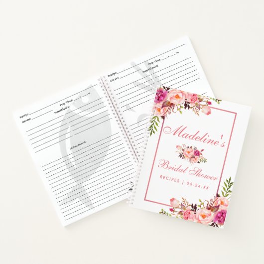 Carnet Fête des mariées Rose Blush Floral Recette (Intérieur)