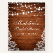 Carnet Fête des mariées rustique Lumières dentelle Recett (Devant)