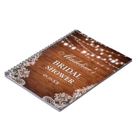 Carnet Fête des mariées rustique Lumières en bois Lace Li (Côté gauche)