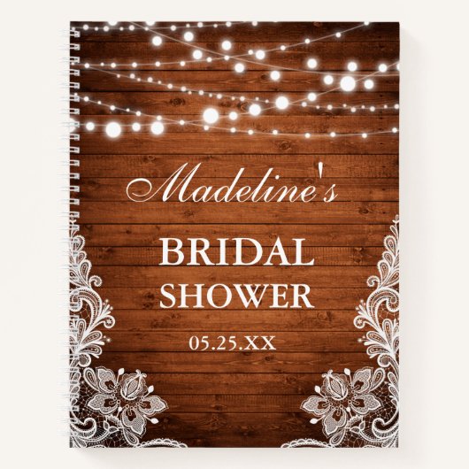 Carnet Fête des mariées rustique Luminaires en dentelle d (Devant)