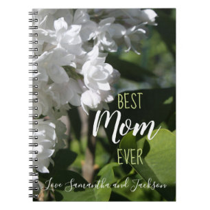 Carnet Fête des mères Lilacs blancs Meilleure maman jamai