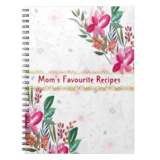 Carnet Fête des mères Moms Recettes favorites Rose Fleur  (Devant)