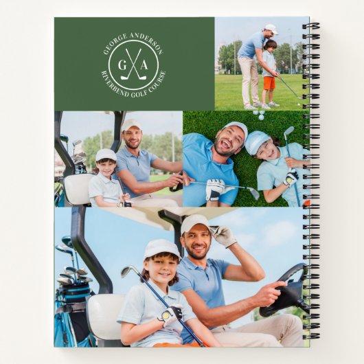 Carnet Fête des pères Monogramme Multi Photo Golf Custom (Dos)