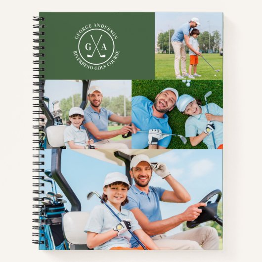 Carnet Fête des pères Monogramme Multi Photo Golf Custom (Devant)