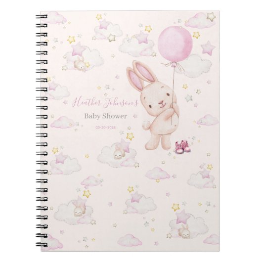 Carnet Fête Prénatale de Bébé Lapin Fille (Devant)