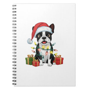 Carnet Feu de Noël Santa Hat Boston Terrier Chien Noël