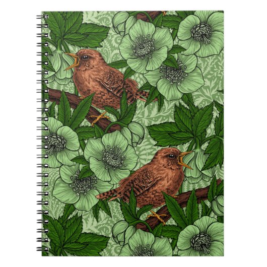 Carnet Feu et hellebore, vert clair (Devant)