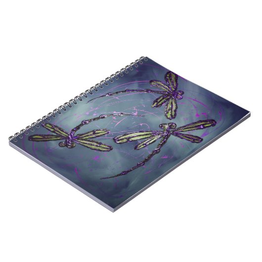 Carnet Feu nocturne violet de libellule (Côté gauche)